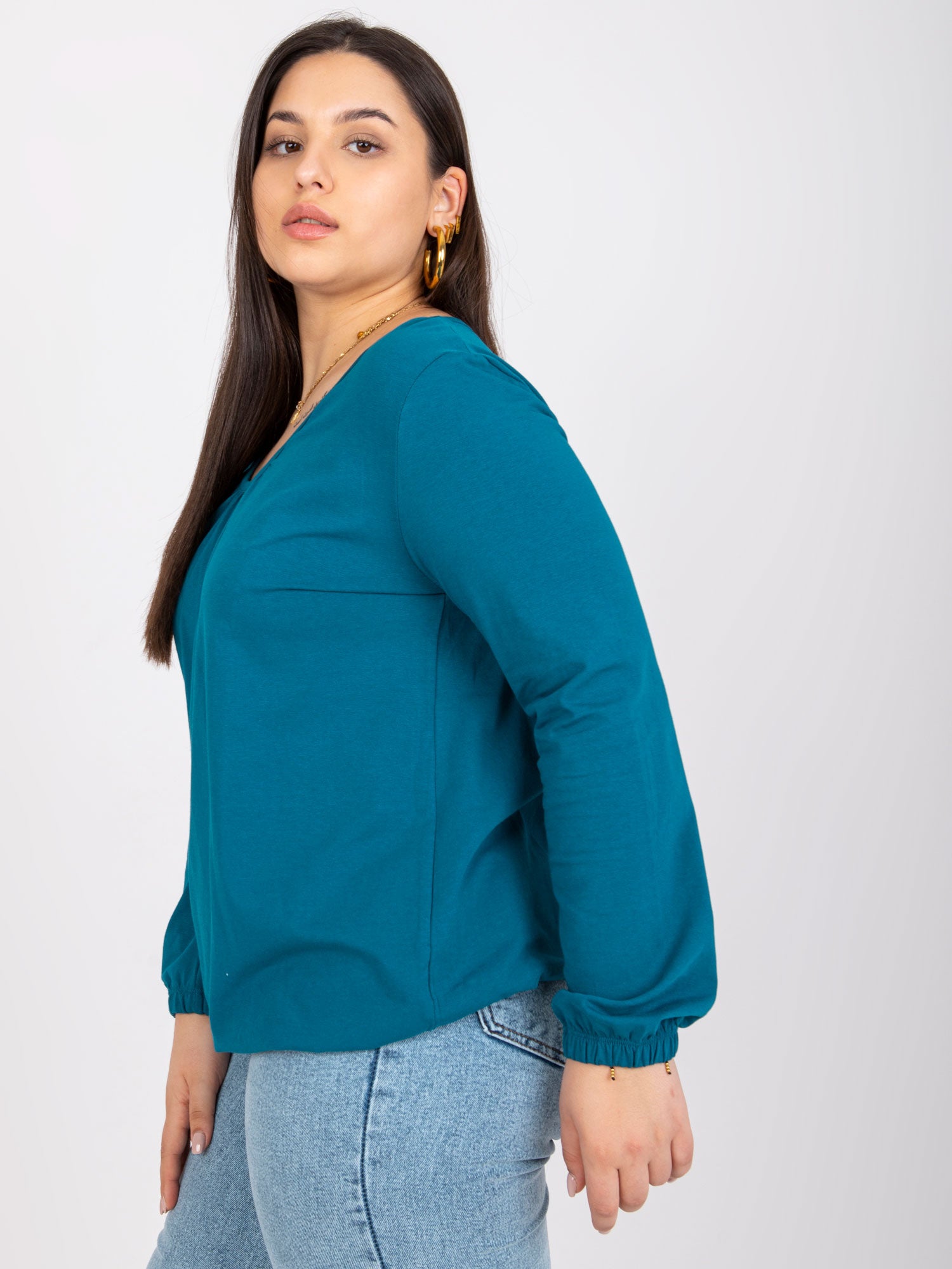 Morska bluzka plus size z bawełny