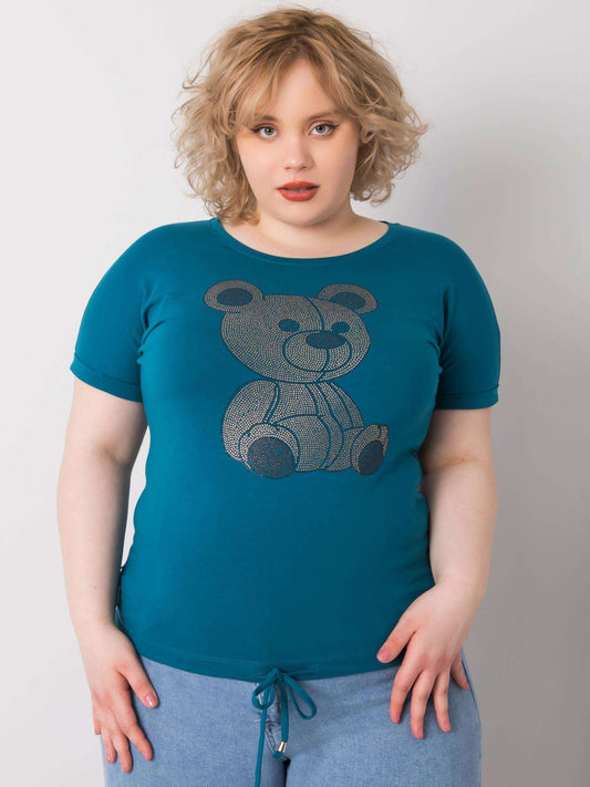 Morska bluzka plus size z troczkami