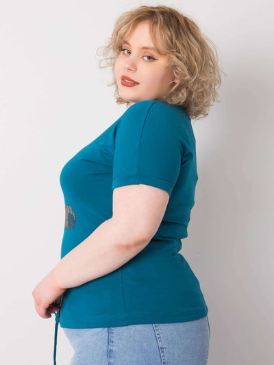 Morska bluzka plus size z troczkami