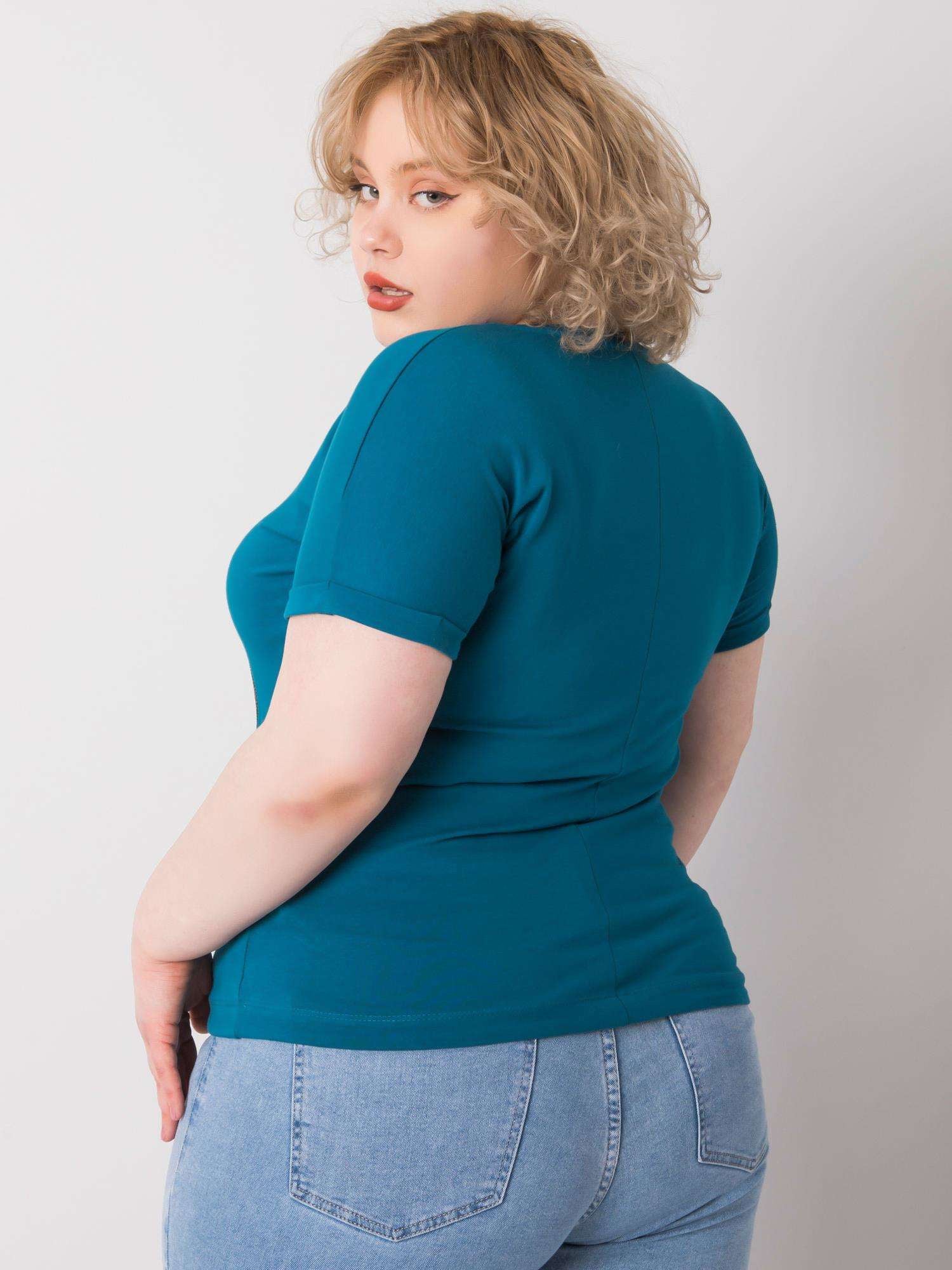 Morska bluzka plus size z troczkami