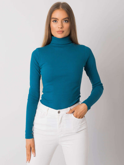 RUE PARIS Morski prążkowany golf damski