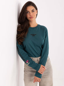 SUBLEVEL Morska bluzka longsleeve z bawełny