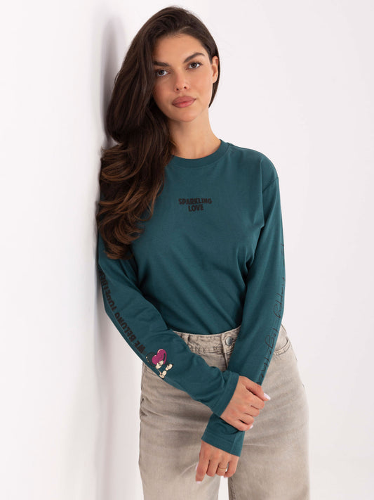 SUBLEVEL Morska bluzka longsleeve z bawełny