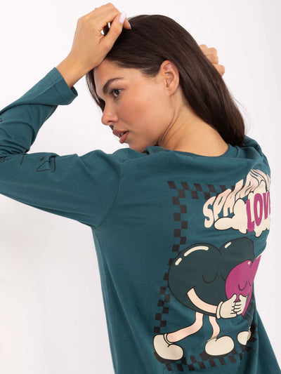 SUBLEVEL Morska bluzka longsleeve z bawełny