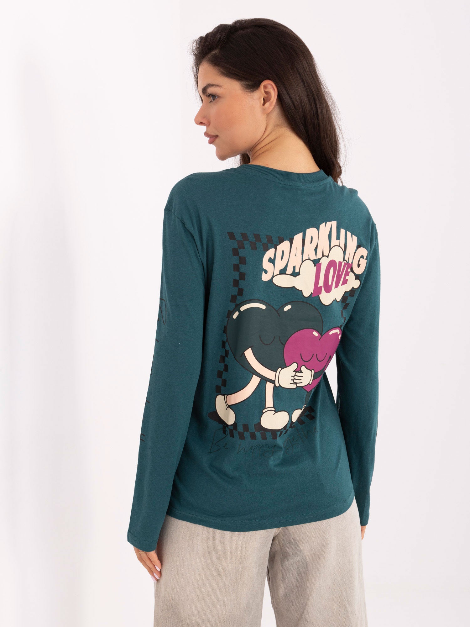 SUBLEVEL Morska bluzka longsleeve z bawełny