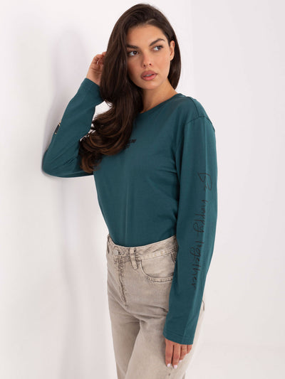 SUBLEVEL Morska bluzka longsleeve z bawełny