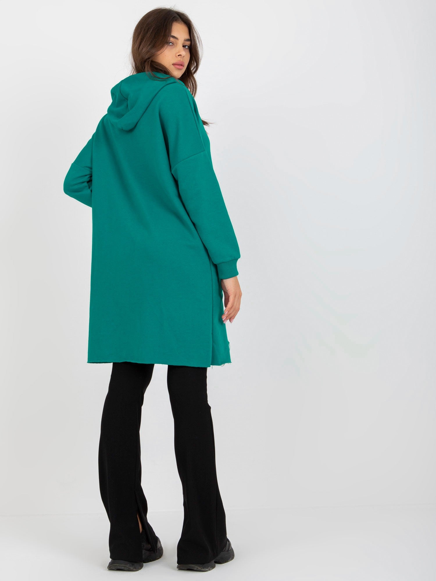 Morska długa bluza basic oversize z kapturem