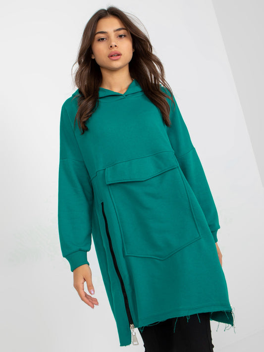 Morska długa bluza basic oversize z kapturem