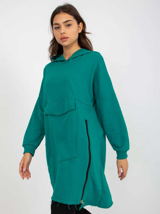 Morska długa bluza basic oversize z kapturem