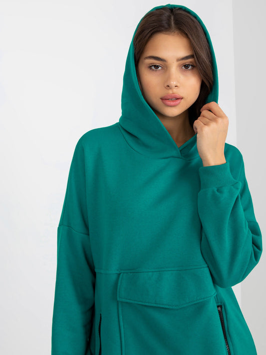 Morska długa bluza basic oversize z kapturem
