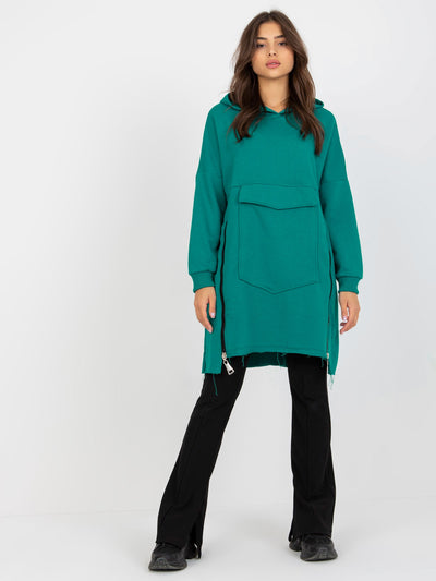 Morska długa bluza basic oversize z kapturem