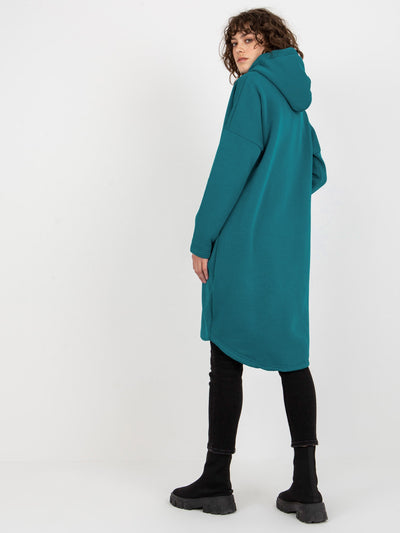 Morska długa dresowa bluza basic z kapturem Stunning