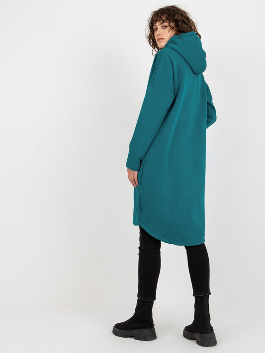 Morska długa dresowa bluza basic z kapturem Stunning