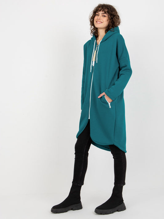 Morska długa dresowa bluza basic z kapturem Stunning