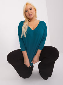 Morska damska bluzka plus size z dekoltem V