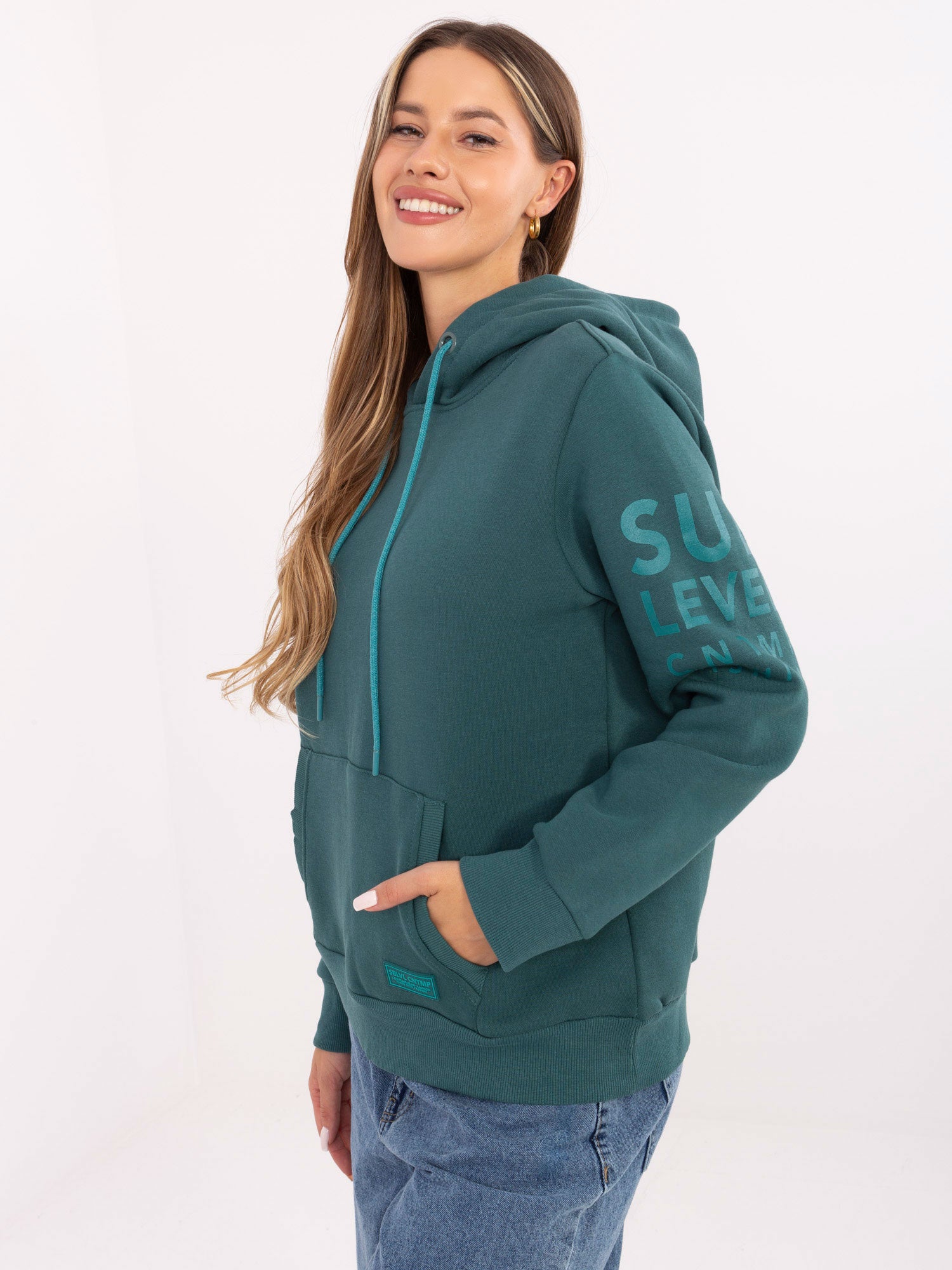 SUBLEVEL Morska bluza kangurka z kapturem
