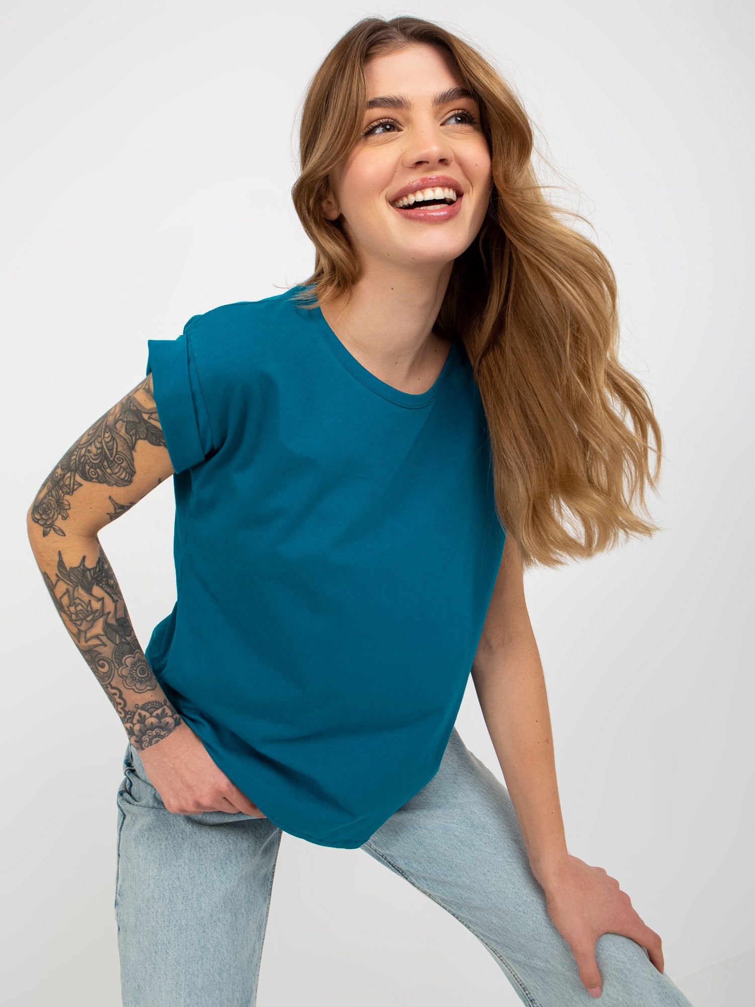 Morski damski t-shirt basic z bawełny Revolution