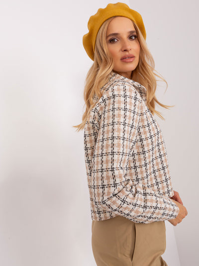 Musztardowy beret z kaszmirem