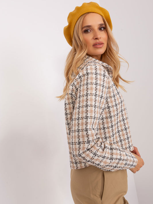 Musztardowy beret z kaszmirem