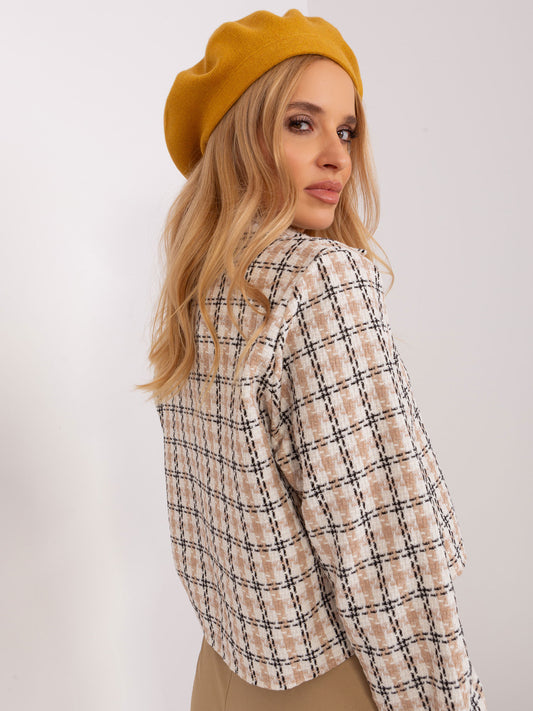 Musztardowy beret z kaszmirem