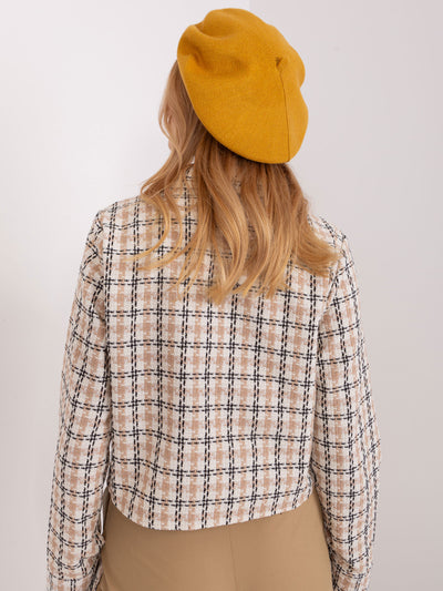 Musztardowy beret z kaszmirem
