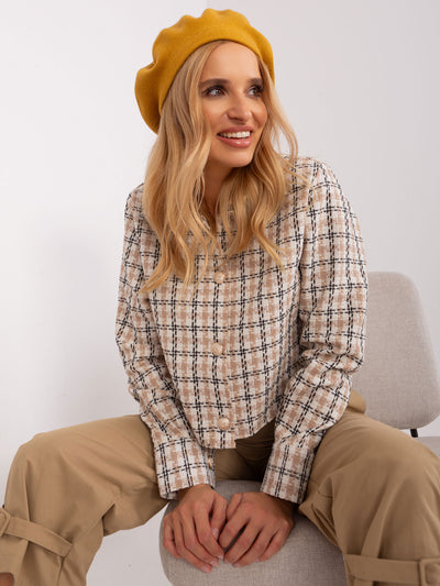 Musztardowy beret z kaszmirem