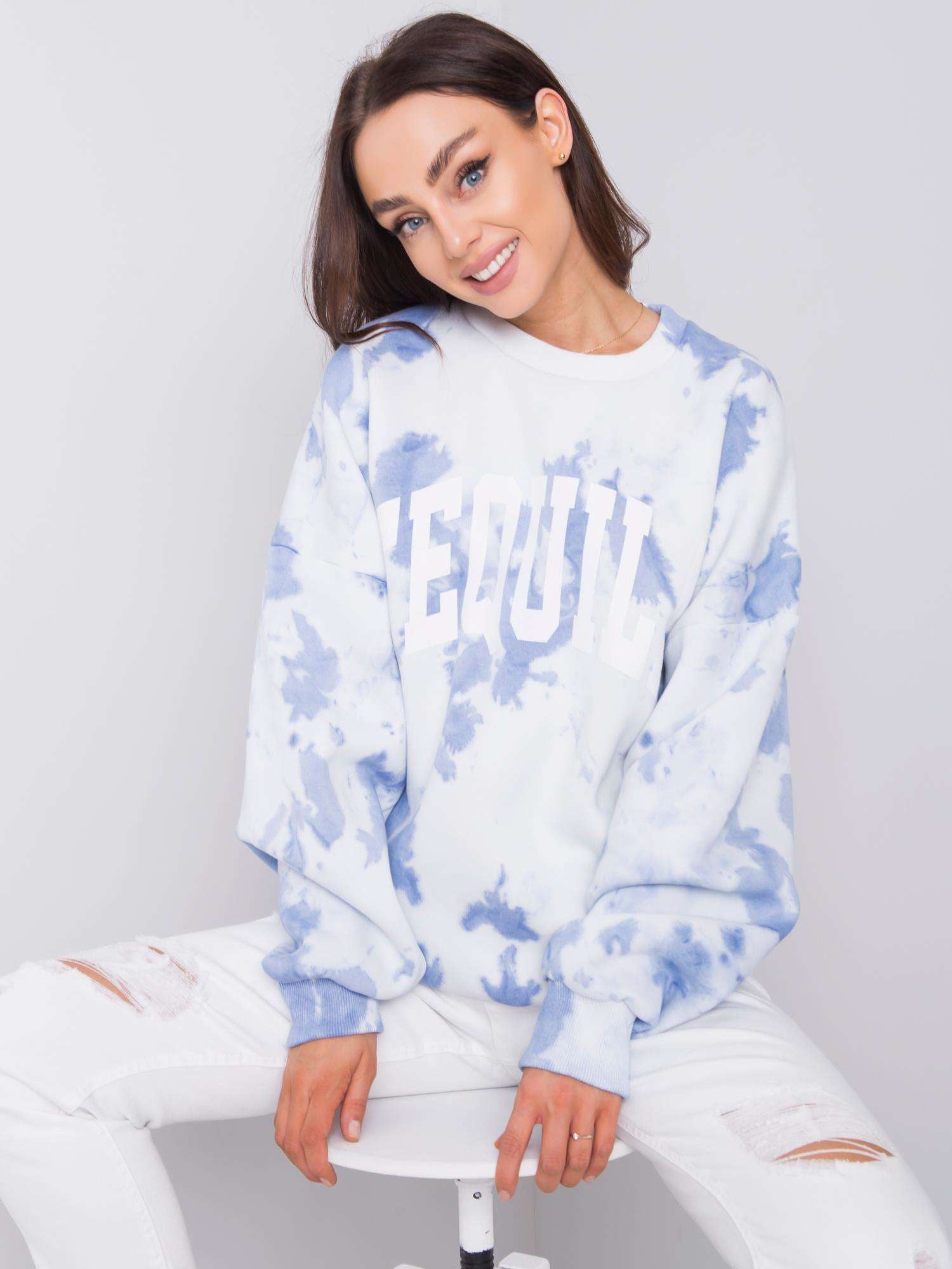 RUE PARIS Niebieska bluza z efektem tie dye