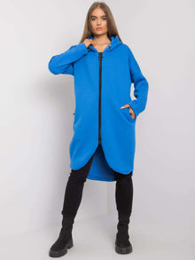 Niebieska rozpinana bluza z kapturem