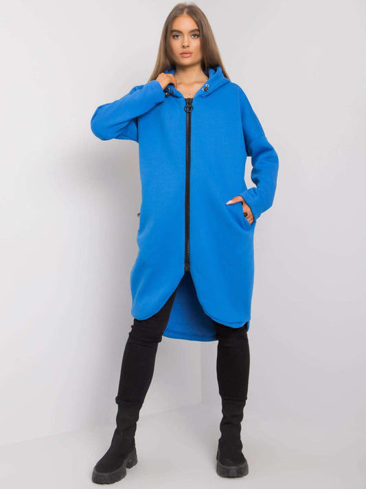 Niebieska rozpinana bluza z kapturem