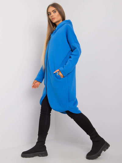 Niebieska rozpinana bluza z kapturem