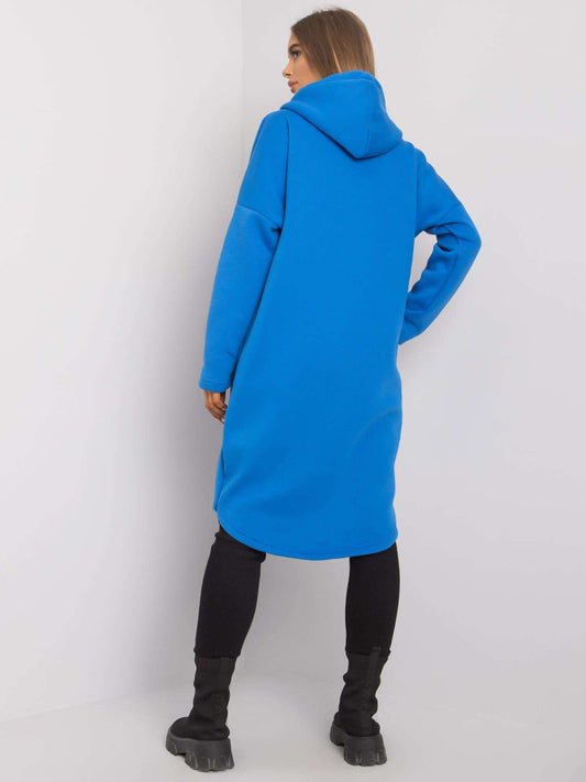 Niebieska rozpinana bluza z kapturem