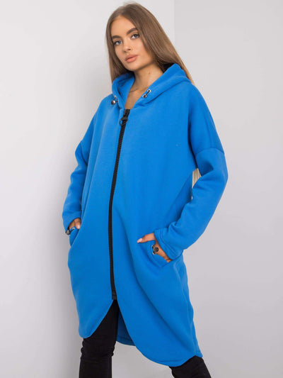 Niebieska rozpinana bluza z kapturem