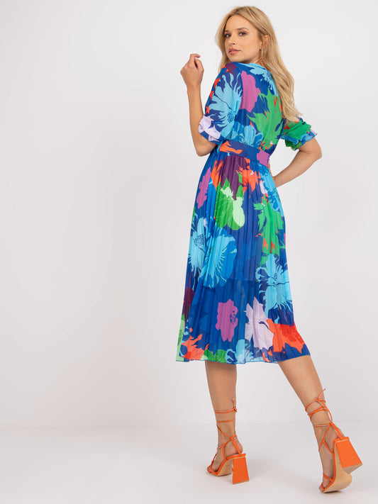 OCH BELLA Niebieska sukienka plisowana midi