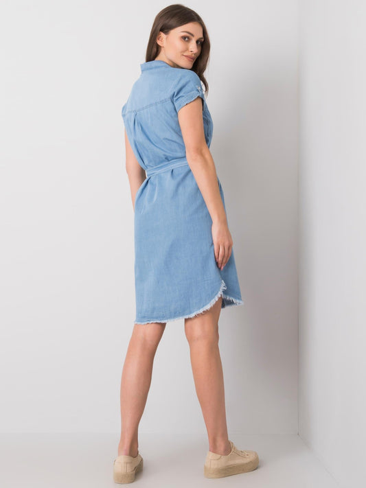 RUE PARIS Niebieska sukienka na co dzień