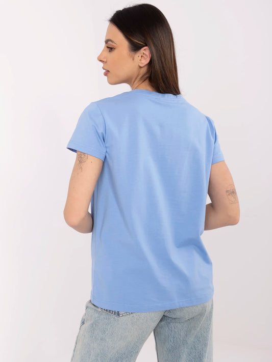 BASIC FEEL GOOD Liliowy t-shirt o klasycznym kroju
