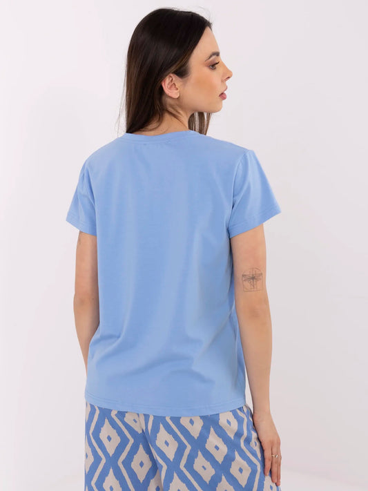 BASIC FEEL GOOD Niebieski bawełniany t-shirt