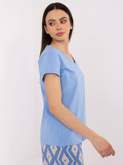 BASIC FEEL GOOD Niebieski bawełniany t-shirt