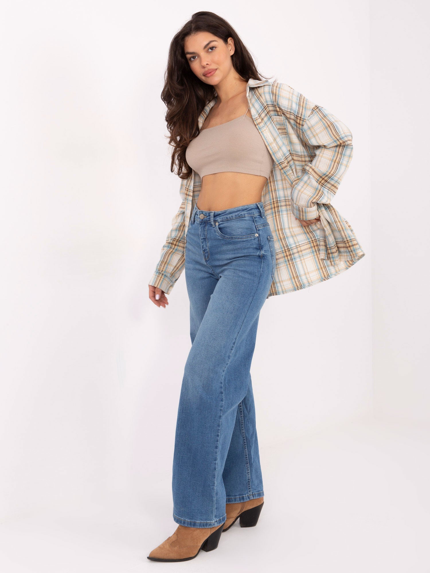 SUBLEVEL Niebieskie jeansowe spodnie straight leg