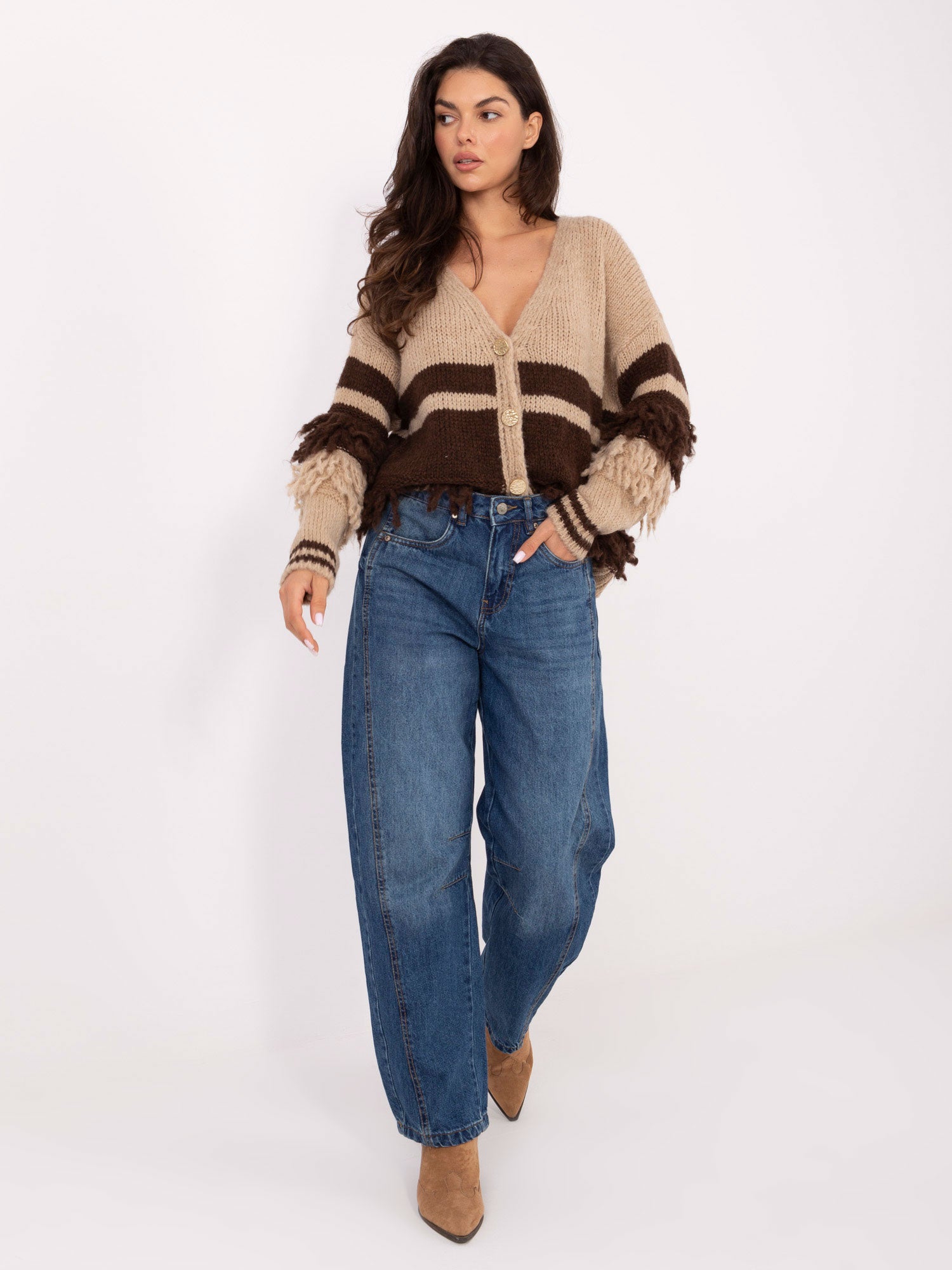 SUBLEVEL Niebieskie damskie jeansy balloon fit