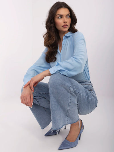 Niebieskie damskie jeansy wide leg