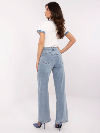 Niebieskie długie jeansy dad fit mide-rise