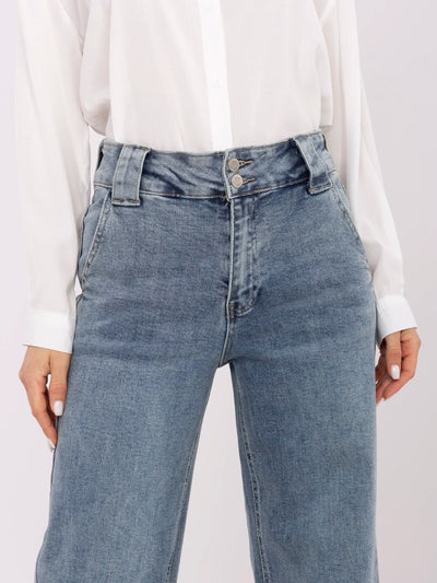 Niebieskie długie jeansy damskie dad fit