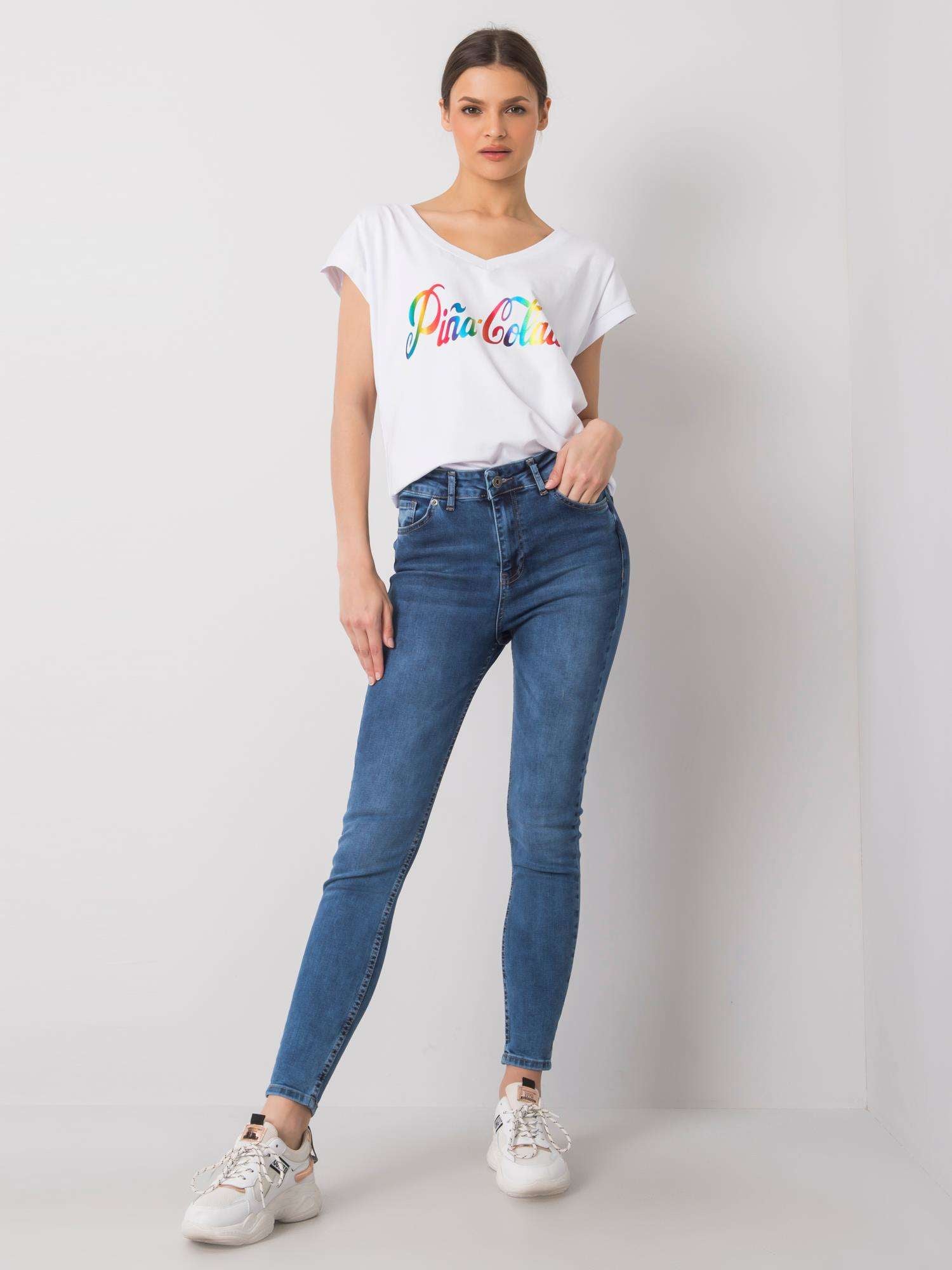 RUE PARIS Niebieskie jeansy slim fit