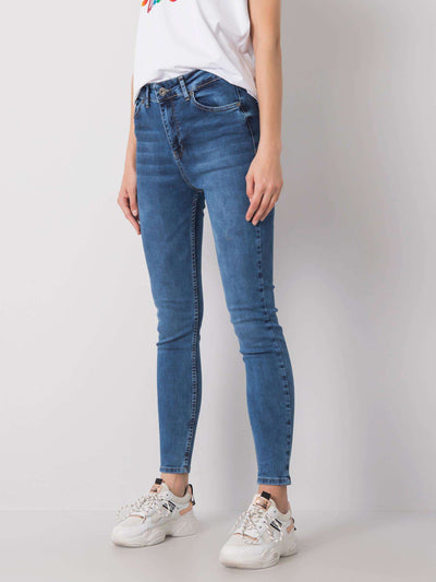 RUE PARIS Niebieskie jeansy slim fit