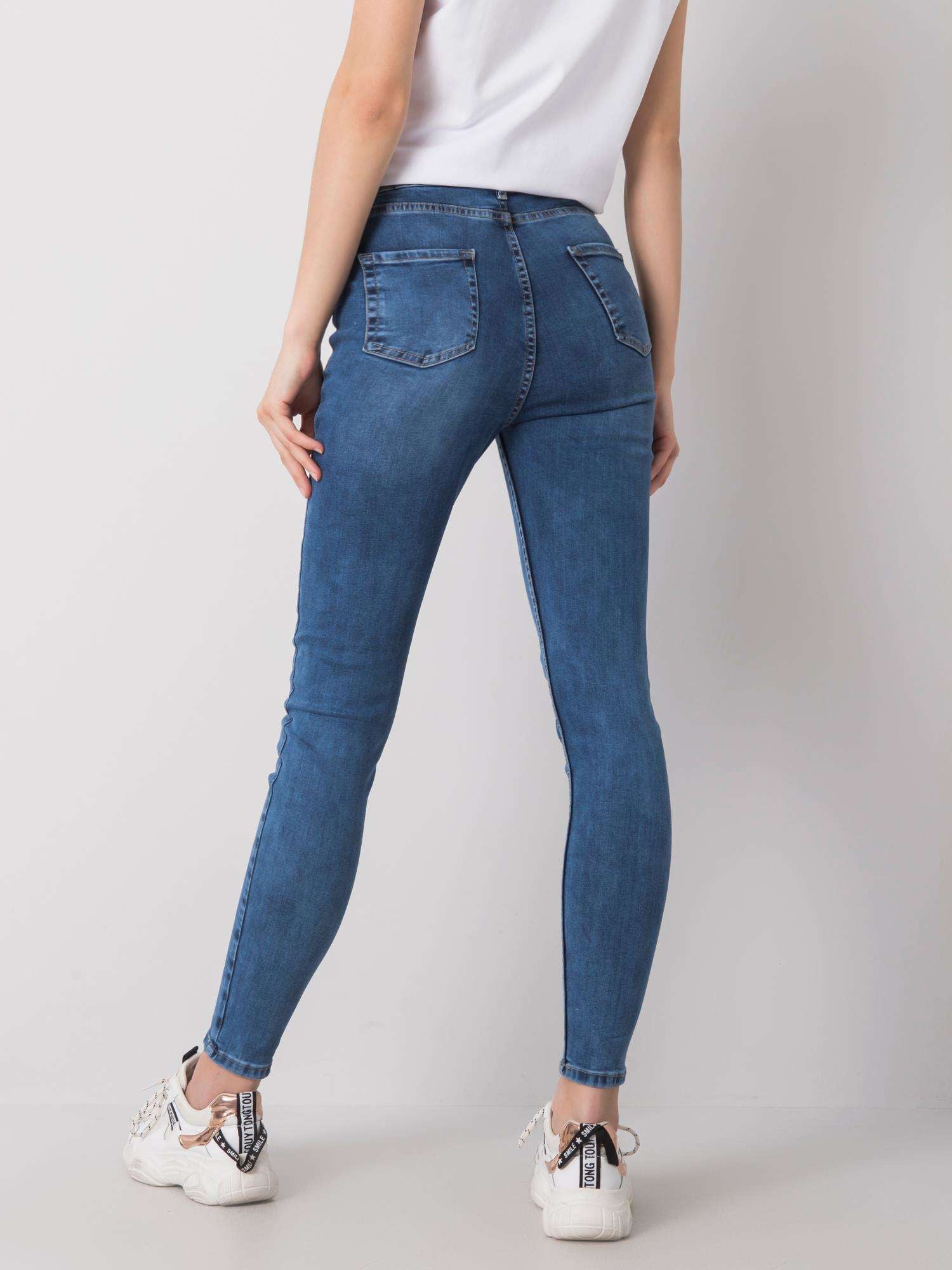 RUE PARIS Niebieskie jeansy slim fit