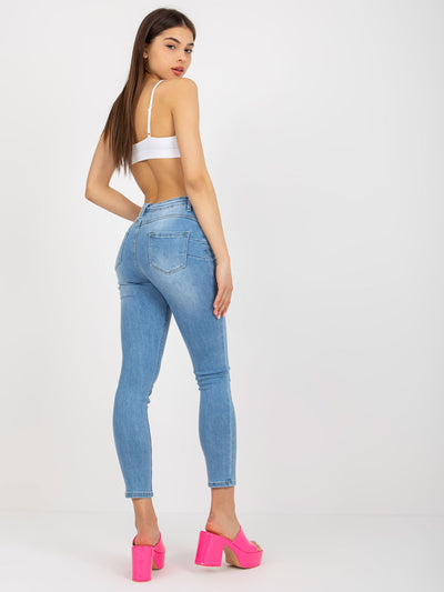Niebieskie jeansowe rurki damskie