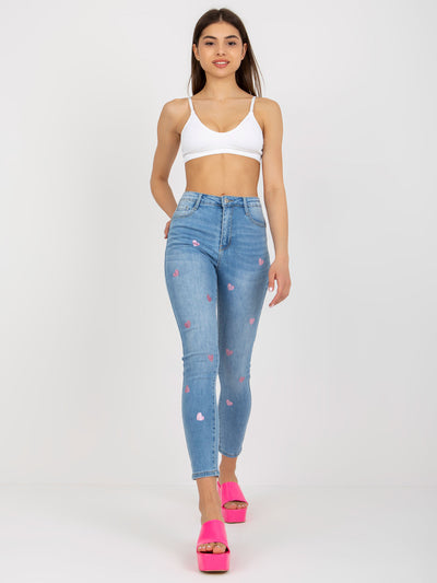 Niebieskie jeansowe rurki damskie