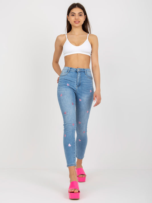 Niebieskie jeansowe rurki damskie