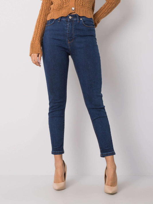 RUE PARIS Niebieskie spodnie jeansowe skinny