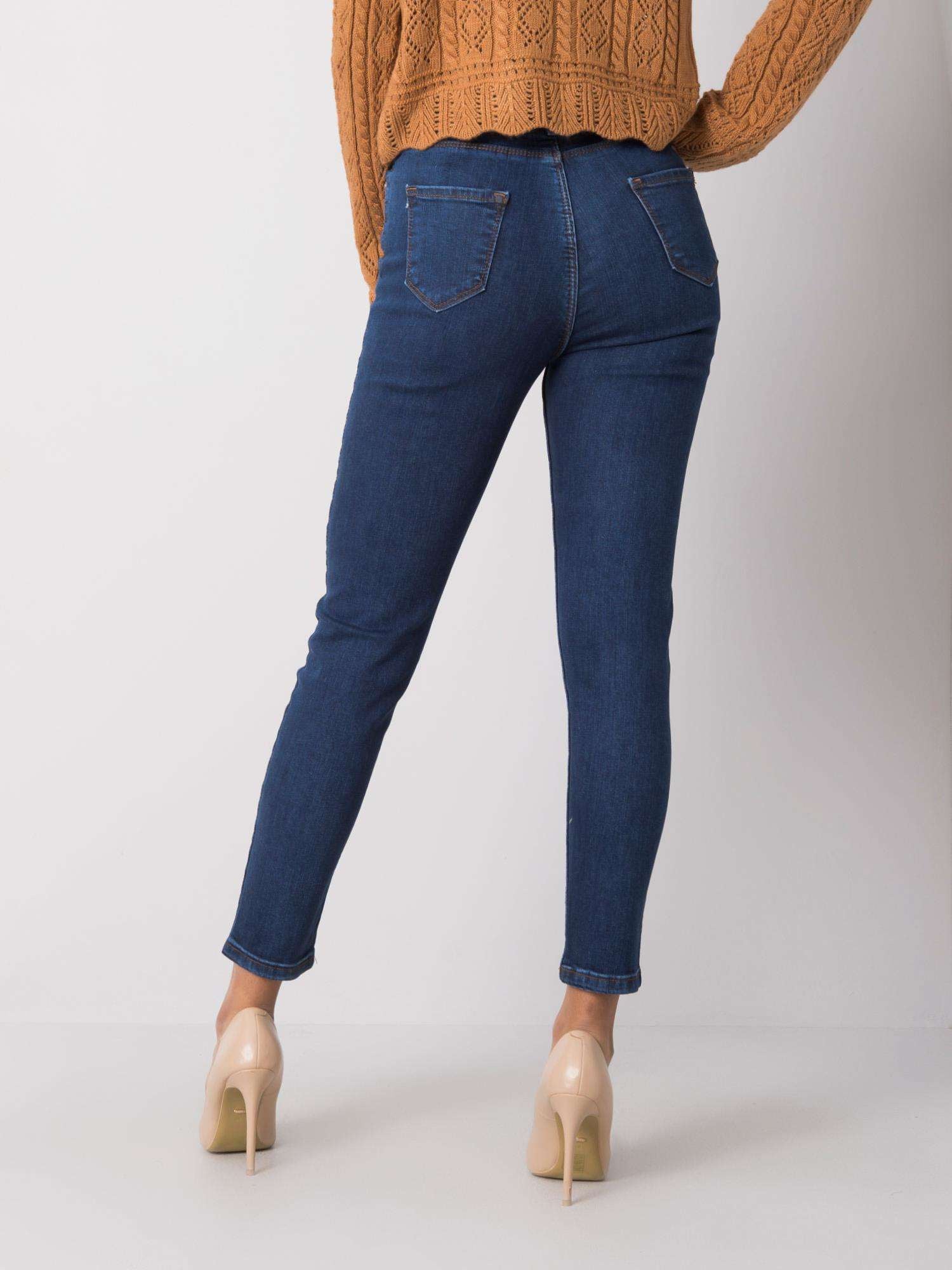 RUE PARIS Niebieskie spodnie jeansowe skinny